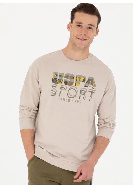 Bisiklet Yaka Bej Erkek Sweatshırt Yusen modelleri
