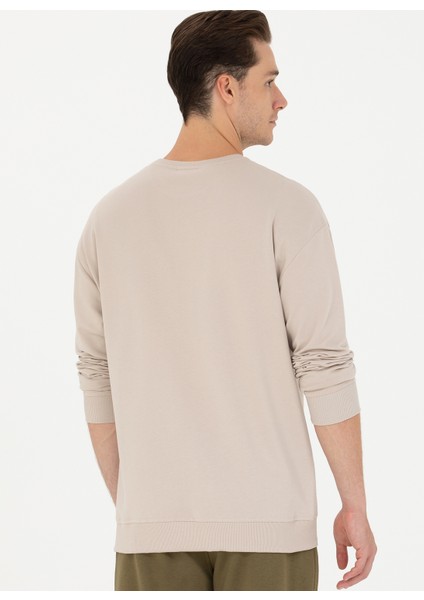 Bisiklet Yaka Bej Erkek Sweatshırt Yusen indirimleri