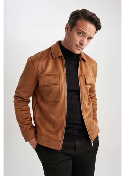 Slim Fit Polo Yaka Süet Mont Y5362AZ23AU modelleri