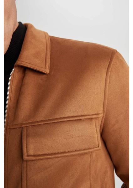 Slim Fit Polo Yaka Süet Mont Y5362AZ23AU indirimleri