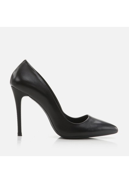 Hakiki Deri Siyah Kadın Stiletto