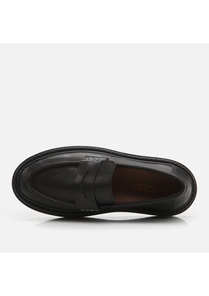 01AYH272560A100 Hakiki Deri Siyah Kadın Loafer fırsatları