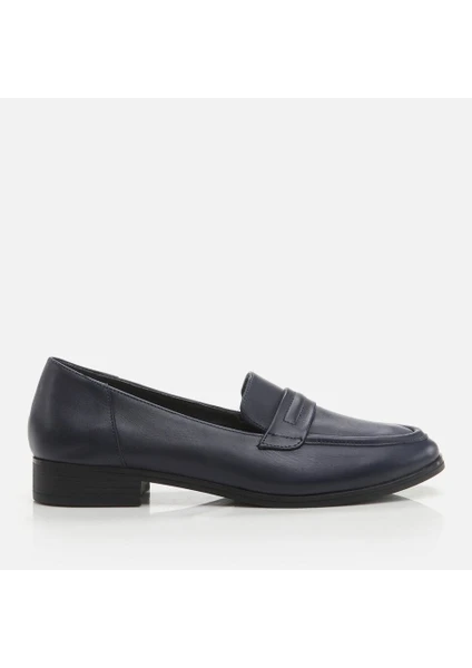 01AYH274640A680 Hakiki Deri Lacivert Kadın Loafer