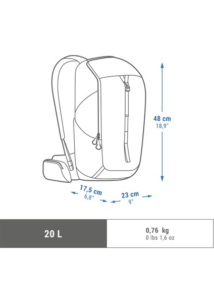 Quechua Outdoor Sırt Çantası - 20L - Siyah - MH100