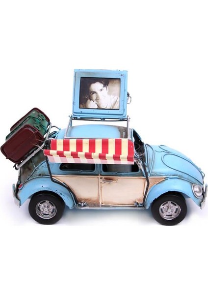 Dekoratif Metal Araba Çerçeveli ve Tenteli Vintage Hediyelik