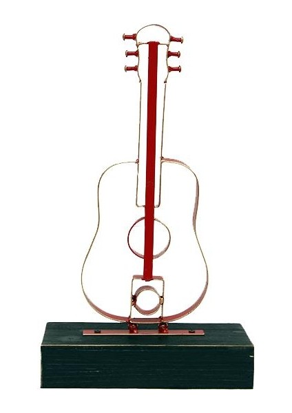 Obje Gitar Ahşap Standlı Biblo Peanelife Dekoratif Ev Ofis Hediyelik