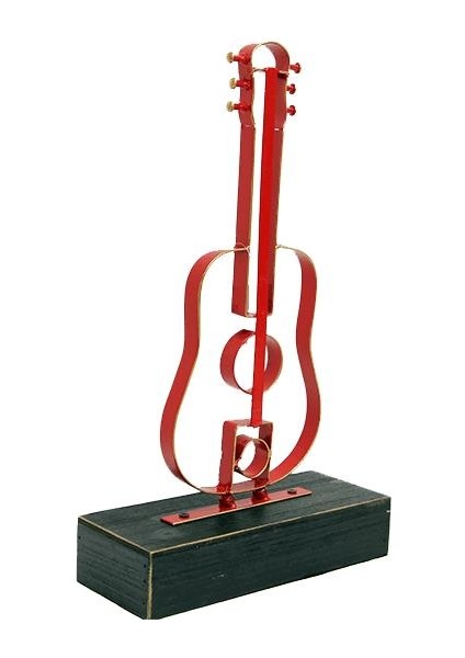 Obje Gitar Ahşap Standlı Biblo Peanelife Dekoratif Ev Ofis Hediyelik