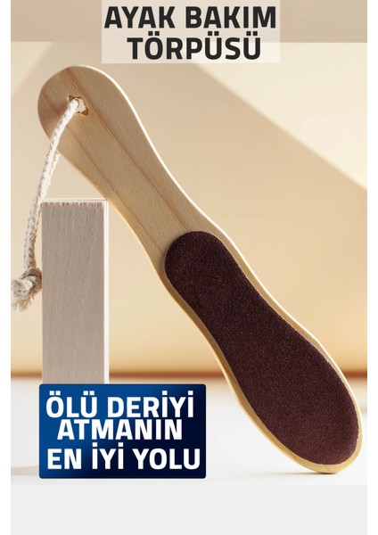 Ahşap İpli Çift Taraflı Ayak Topuk Bakım Törpüsü