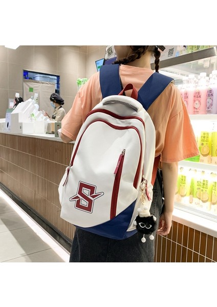 Erkekler ve Kadın Için Okul Stil Üniversite Öğrencisi Retro Kontrast Renk Büyük Kapasiteli Sırt Çok Yönlü Ortaokul Öğrencisi Sırt Erkek Çantası (Yurt Dışından) modelleri
