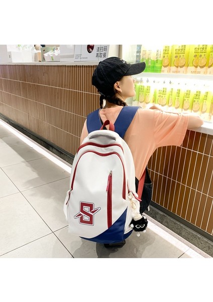 Erkekler ve Kadın Için Okul Stil Üniversite Öğrencisi Retro Kontrast Renk Büyük Kapasiteli Sırt Çok Yönlü Ortaokul Öğrencisi Sırt Erkek Çantası (Yurt Dışından) fırsatları