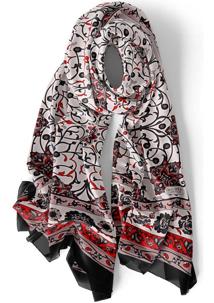 Gri Siyah Sarmaşık Ipek Fular modelleri