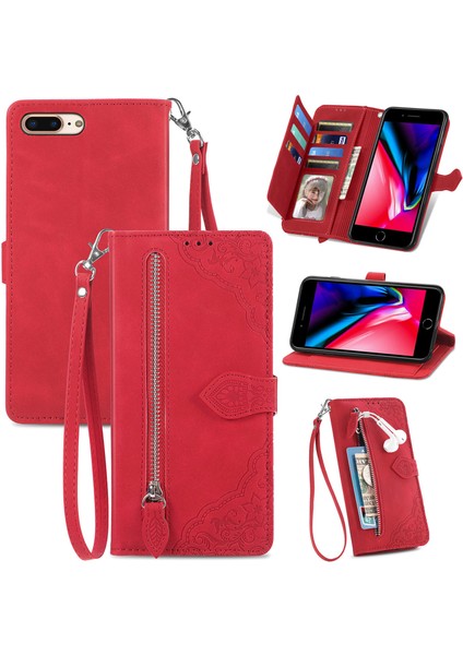 Ile Uyumlu iPhone 7/8 Fermuarlı Kese Manyetik Kart Tutacağı Bilek Kayışlı Cüzdan Kesesi iPhone 7/8 (Yurt Dışından)