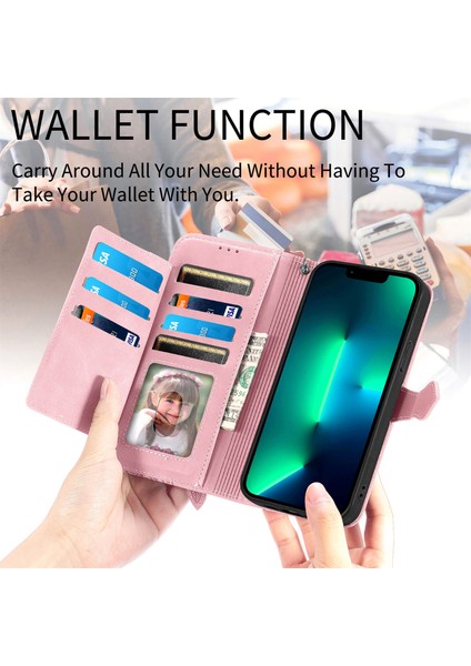 Ile Uyumlu iPhone 11 Pro Max Fermuarlı Kese Manyetik Kart Tutacağı Bilek Kayışlı Cüzdan Kesesi iPhone 11 Pro Max (Yurt Dışından)