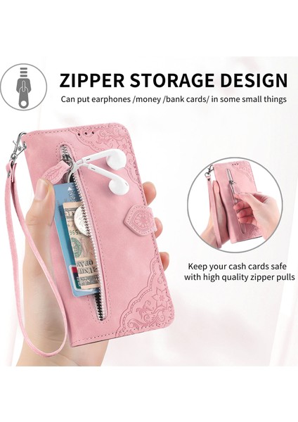 Ile Uyumlu iPhone 13 Mıni Fermuarlı Kese Manyetik Kart Tutacağı Bilek Kayışlı Cüzdan Kesesi iPhone 13 Mini (Yurt Dışından)