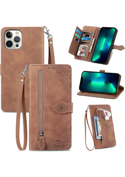 Ile Uyumlu iPhone 11 Fermuarlı Kese Manyetik Kart Tutacağı Bilek Kayışlı Cüzdan Kesesi iPhone 11 (Yurt Dışından)