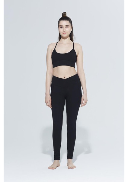 Lenora Kemer Bel Cep Detaylı Organik Pamuk Toparlayıcı Uzun Tayt