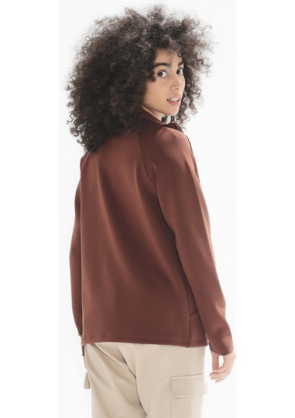 Rowen Dik Yaka Fermuar Detaylı Cepli Örme Sweatshirt 1066