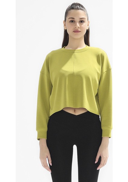 Poe Bisiklet Yaka Örme Crop Sweatshirt 1067