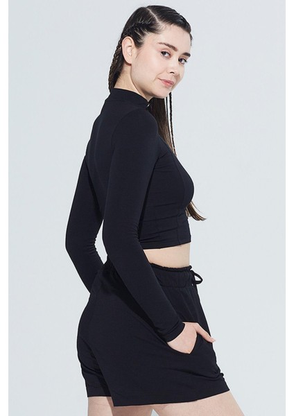 Doğa Organik Pamuk Fermuar Detaylı Uzun Kollu Crop T-Shirt 1062 modelleri