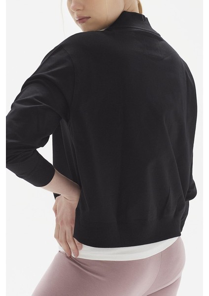 Pamuklu Crop Sweatshirt, Dik Yaka - Rosetta