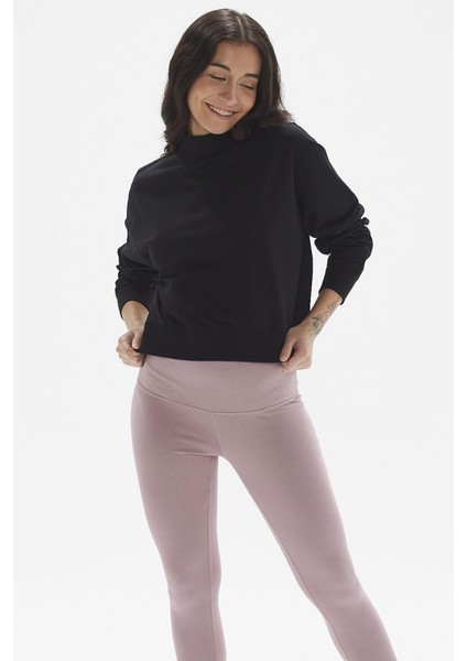 Pamuklu Crop Sweatshirt, Dik Yaka - Rosetta