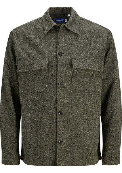 Regular Fit Uzun Kollu Haki Erkek Gömlek 12239329