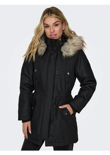 Kapüşonlu Siyah Kadın Parka 15304625 fiyatları