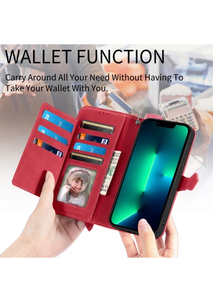 Ile Uyumlu iPhone 11 Pro Max Fermuarlı Kese Manyetik Kart Tutacağı Bilek Kayışlı Cüzdan Kesesi iPhone 11 Pro Max (Yurt Dışından)