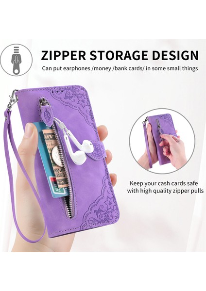 Ile Uyumlu iPhone 7/8 Fermuarlı Kese Manyetik Kart Tutacağı Bilek Kayışlı Cüzdan Kesesi iPhone 7/8 (Yurt Dışından)