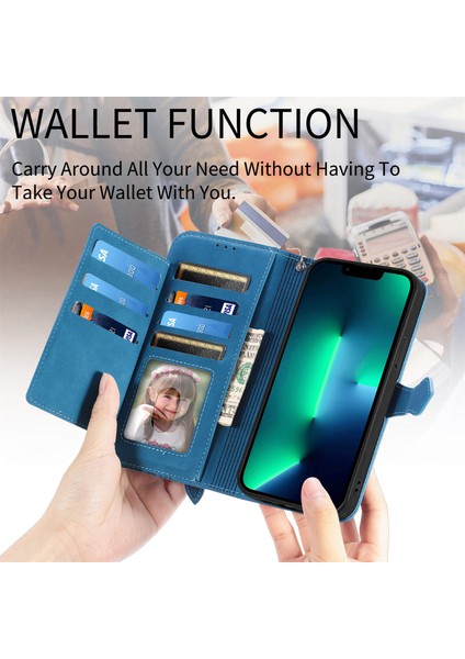 Ile Uyumlu iPhone 12 Pro Max Fermuarlı Kese Manyetik Kart Tutacağı Bilek Kayışlı Cüzdan Kesesi iPhone 12 Pro Max (Yurt Dışından)