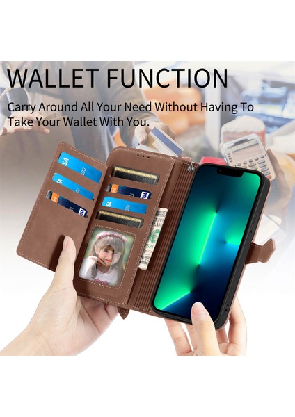 Ile Uyumlu iPhone 14 Pro Fermuarlı Kese Manyetik Kart Tutacağı Bilek Kayışlı Cüzdan Kesesi iPhone 14 Pro (Yurt Dışından)