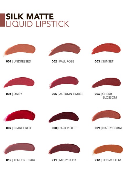 Silk Matte Yüksek Pigmentli & Mat Bitişli Nemlendirici Likit Ruj