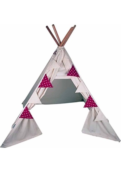 Kiddys Teepee Süs Bayrakları - Pembe Büyük Puantiyeli
