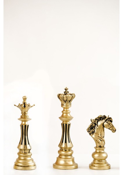 Üçlü Satranç Seti Şah Vezir At Dekoratif Biblo modelleri