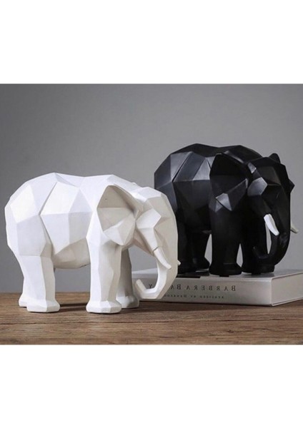 Kübik Fil Heykeli (Beyaz)