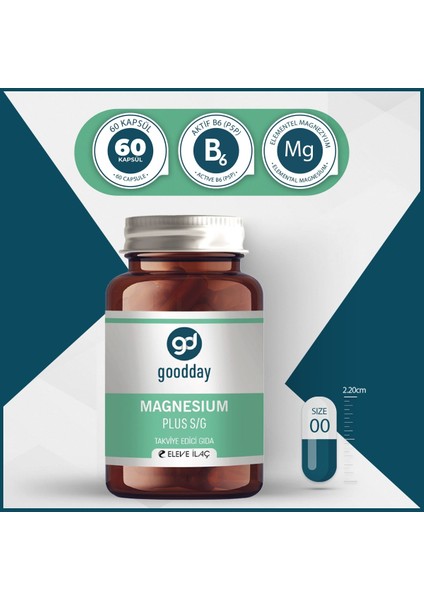 Magnesium Plus S/G (Bisglisinat Sitrat & P5P) 60 Kapsül Takviye Edici Gıda fırsatları