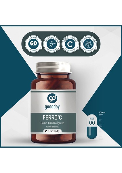 Ferro' C 60 Kapsül Takviye Edici Gıda