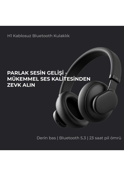 Soundcraft H1 ANC Headphone 35dB'e kadar Hibrit Aktif Gürültü Engelleme, 40mm Dinamik Sürücülü, 47.5 Saat Çalma Süreli Katlanabilir Kulak Üstü Bluetooth 5.3 Kulaklık Siyah