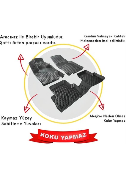 Cıtroen Berlıngo 110 Hp 2012 Için Özel Tasarım 3D Paspaslar