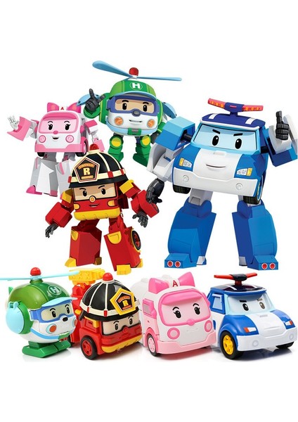 Easytoy 2 Adet Silverlit Robocar Kore Anime Figürü Robot Çocuk Karikatür Oyuncaklar (Yurt Dışından)