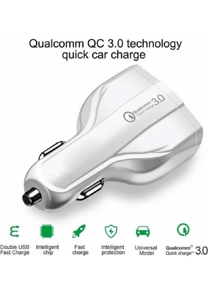 Araç Şarj Cihazı Qc3 0 Araç Şarj Cihazı Çift Usb Hızlı Şarj Cihazı 30w Type-C Araç Şarj Cihazı (Yurt Dışından)