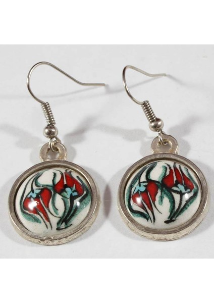 Ters ve Düz Laleler İznik Çini Küpe