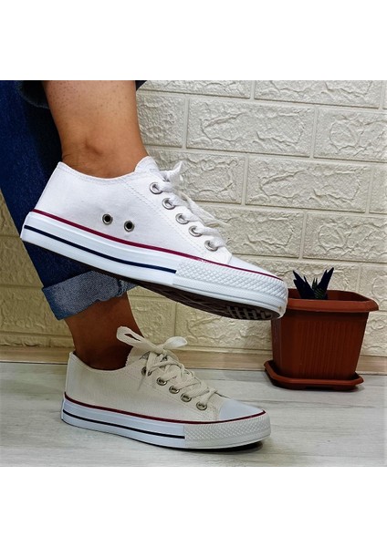 554 Beyaz Kısa Sneaker Keten Spor Ayakkabı modelleri