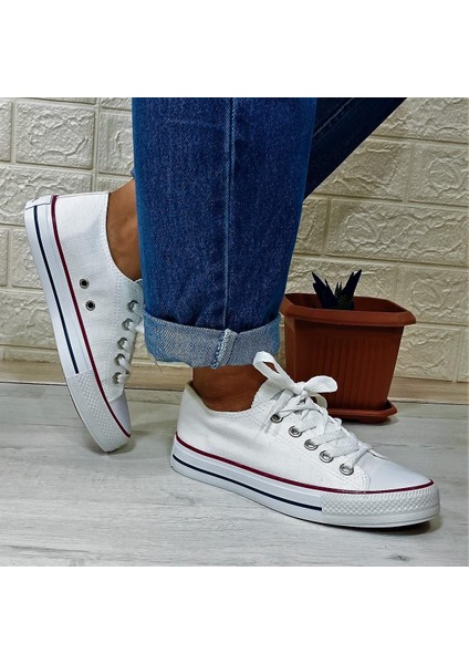 554 Beyaz Kısa Sneaker Keten Spor Ayakkabı indirimleri