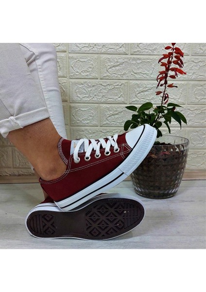 554 Bordo Kısa Sneaker Keten Spor Ayakkabı fiyatları