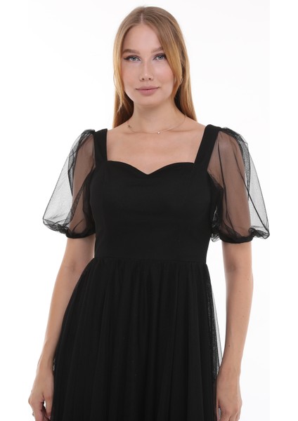 Kalp Yaka Esnek Tül Abiye Elbise fırsatları