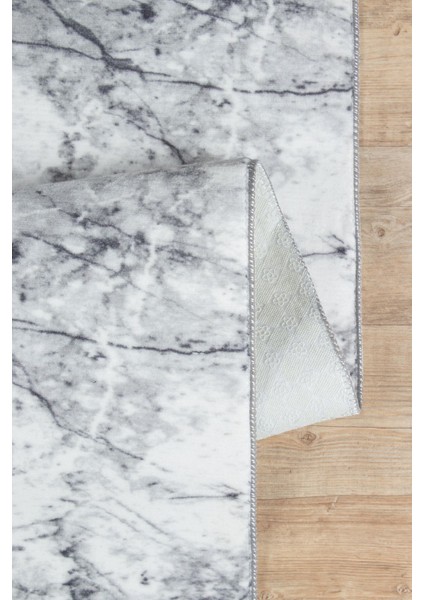 Yıkanabilir Kaymaz Tabanlı Silvia Kesme Rulo Halı Yolluk Gri-Beyaz-Siyah modelleri