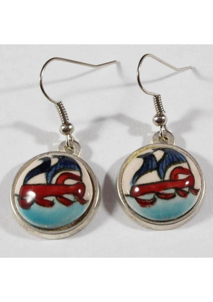 Kalyon Motifli Çini Küpe