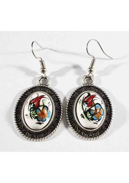 Tek Lale İznik Çini Küpe