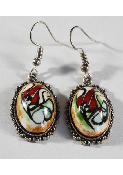 Kırmızı Lale Ve Bahar İznik Küpe